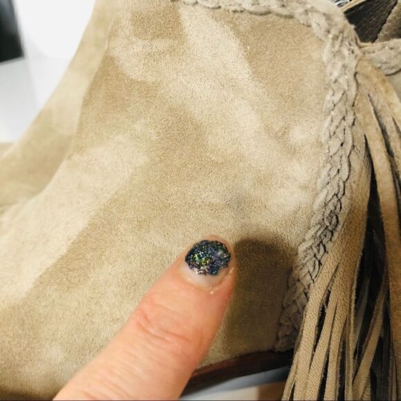 Sam Edelman Tan Suede Fringe Ankle Boots - Picture 9 of 11